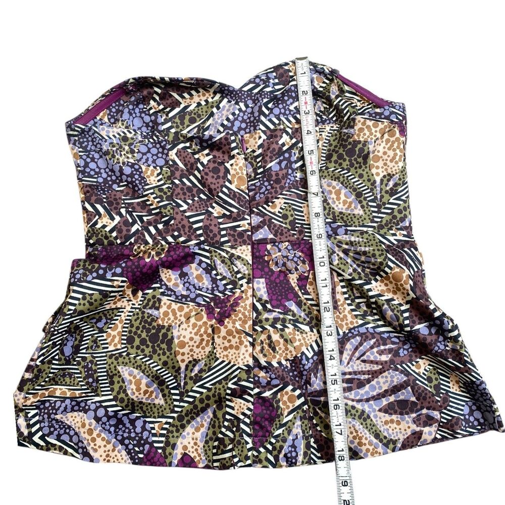 Anthropologie FEI Persir Peplum Bustier Top Size 8/M Strapless Multicolor Print - Picture 13 of 15